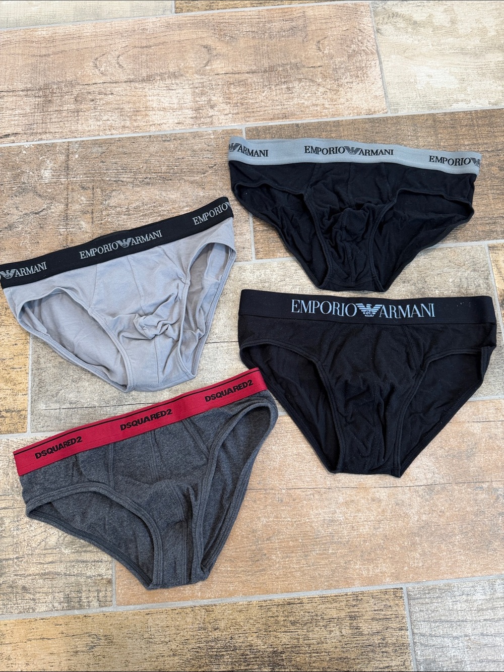 Emporio Armani Men's Briefs Set  Black & Gray Set of 4 Small S